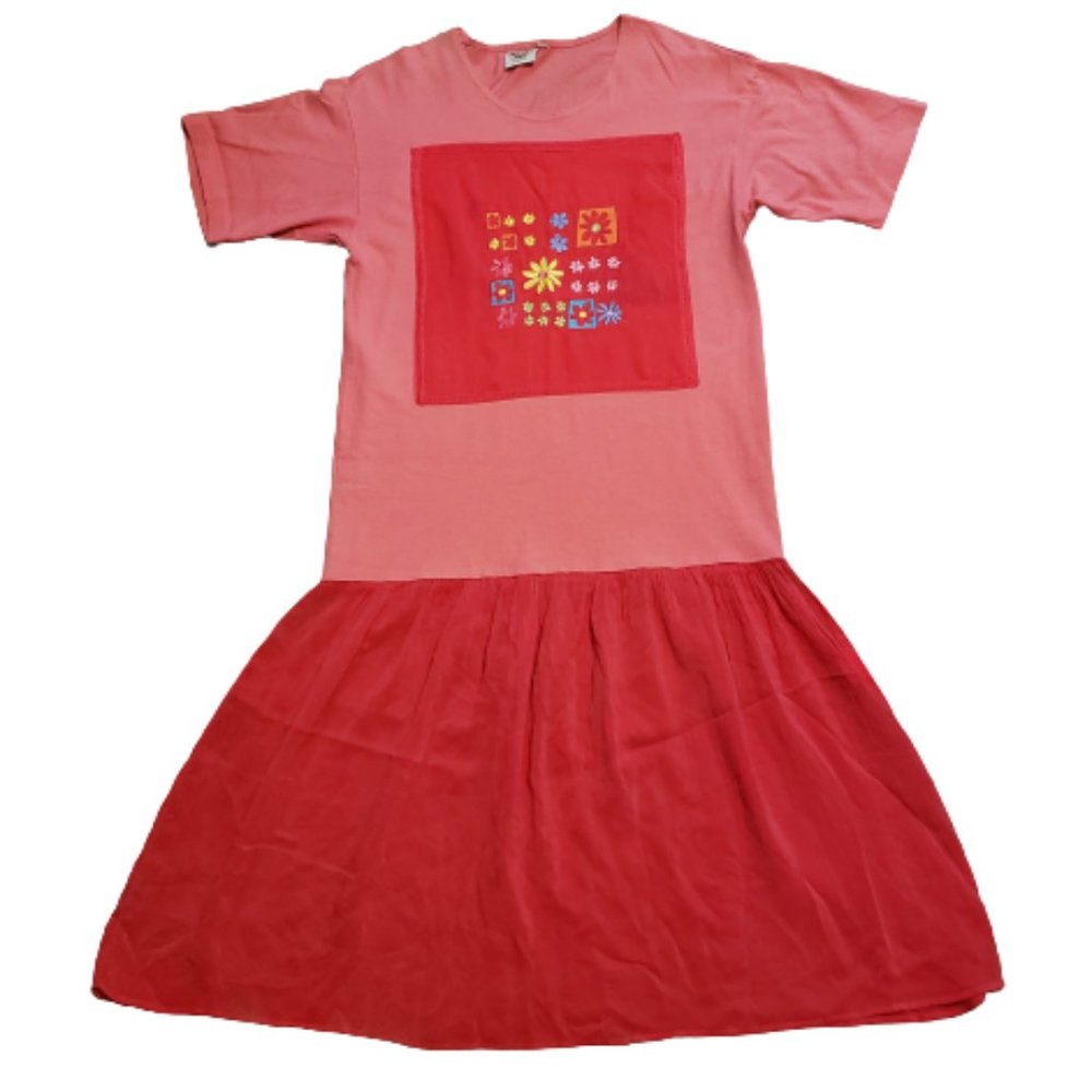 Johnny Was Shirt Dress Floral Embroidered | Women's Small S Pink / Red Trendy